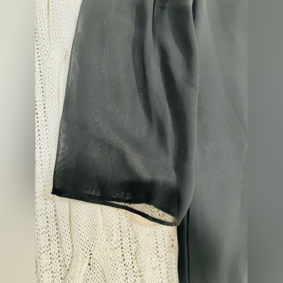 Monsoon Black Embroidered Above Knee Dress Sheer Sleeves Size 10 - Picture 7 of 13